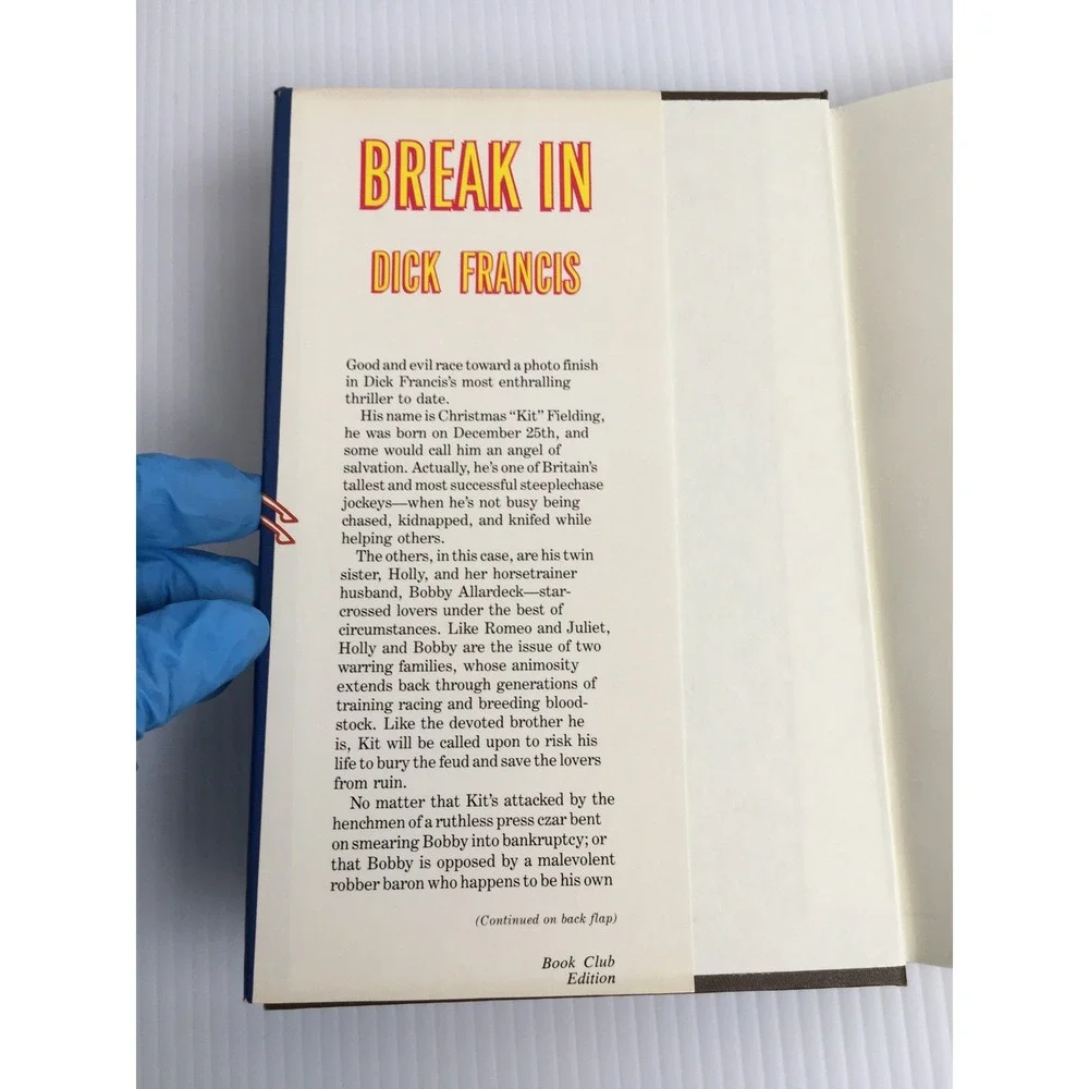 Break In by Dick Francis Hardcover 1986 Book Club Edition Mystery Thriller Novel - Picture 5 of 9